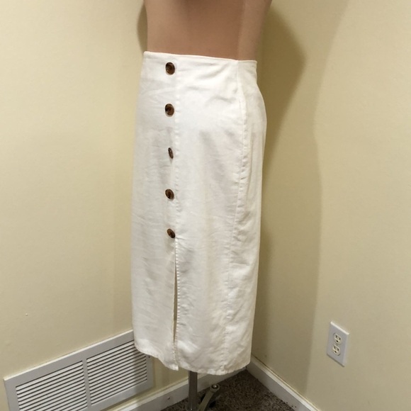Francesca’s Collection BOG Collective Midi Skirt Size Medium Cream Linen Blend - Picture 3 of 8